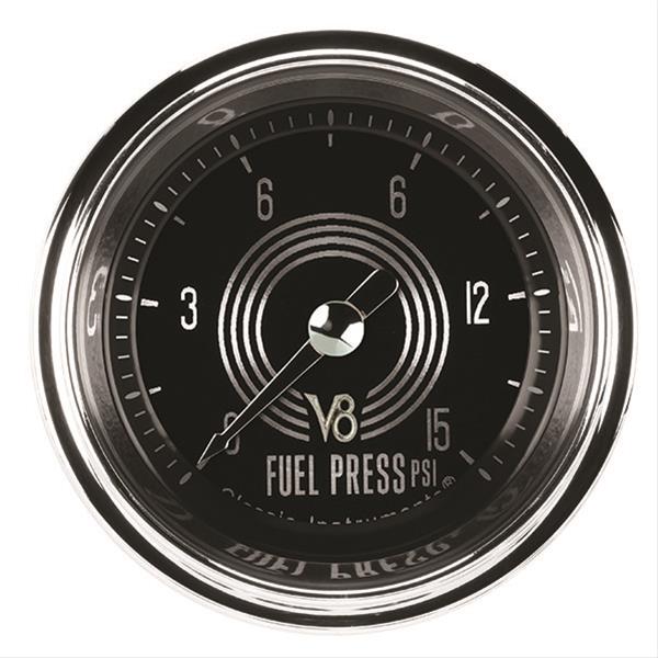 Classic Instruments V8 Speedster Series Gauges V8SR145SHC Fuel Pressure Gauge, SPEEDSTER 2" FUEL PRS 15psi ELEC, FULL SWEEP