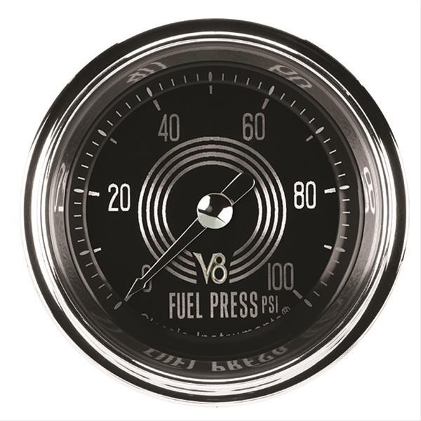 Classic Instruments V8 Speedster Series Gauges V8SR146SHC Fuel Pressure Gauge, SPEEDSTER 2" FUEL PRES 100psi ELEC FULL SWEEP