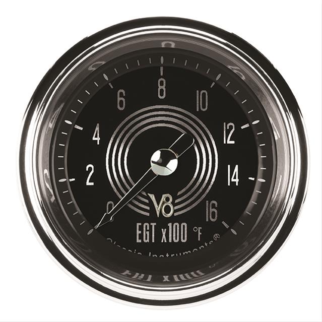 Classic Instruments V8 Speedster Series Gauges V8SR198SLC Gauge, Analog, Series, EGT, 0-1600 Degrees F, 2 1/8 in. Diameter, Black Face, Full Sweep, Each