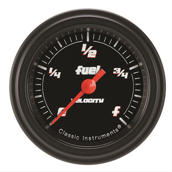 Classic Instruments Velocity Series Gauges VS109BBLF Fuel Gauge, VELOCITY BLACK 2" FUEL PROGRAM, FULL SWEEP