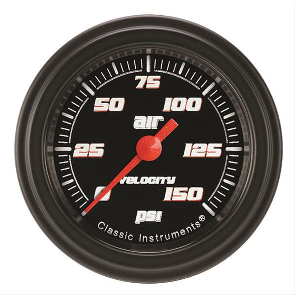 Classic Instruments Velocity Series Gauges VS118BBLF Air Pressure Gauge, VELOCITY BLK 2" AIR PR 150psi ELEC, FULL SWEEP