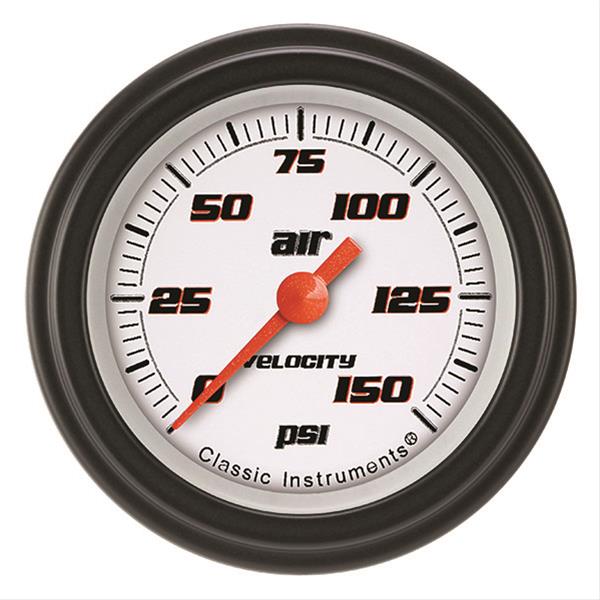 Classic Instruments Velocity Series Gauges VS118WBLF Air Pressure Gauge, VELOCITY WHT 2" AIR PR 150psi ELEC, FULL SWEEP