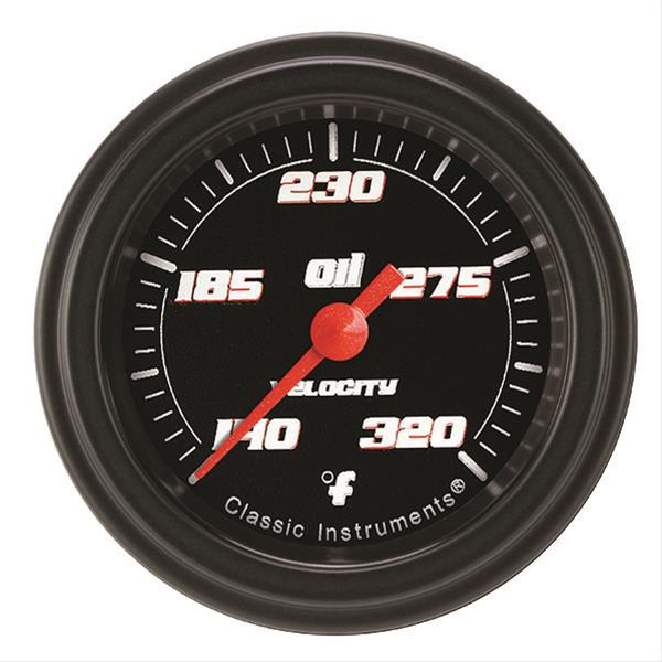Classic Instruments Velocity Series Gauges VS128BBLF Oil temperature gauge, VELOCITY BLK 2" OIL TEMP FULL SWEEP