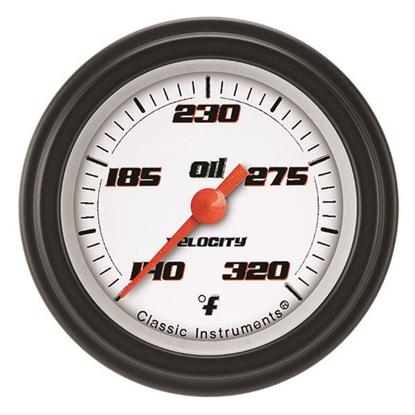 Classic Instruments Velocity Series Gauges VS128WBLF Oil temperature gauge, VELOCITY WHT 2" OIL TEMP FULL SWEEP