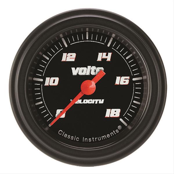 Classic Instruments Velocity Series Gauges VS130BBLF Volt Gauge, VELOCTY BLK 2" VOLT FULL SWEEP