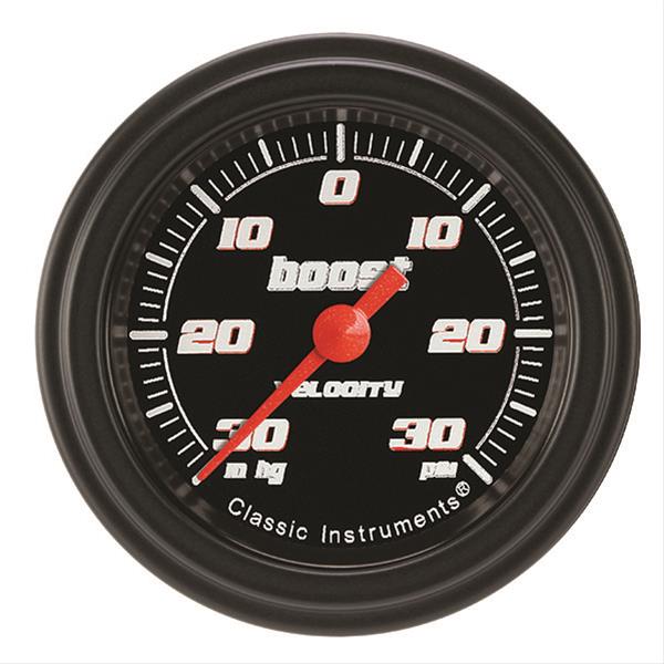 Classic Instruments Velocity Series Gauges VS141BBLF Boost/Vacuum Gauge, VELOCITY BLK 2" BOOST/VAC ELECTR, FULL SWEEP