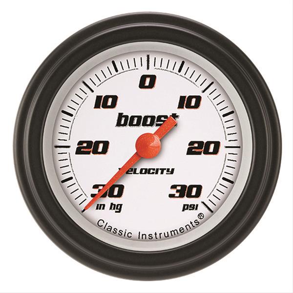 Classic Instruments Velocity Series Gauges VS141WBLF Boost/Vacuum Gauge, VELOCITY BLK 2" BOOST/VAC ELECT, FULL SWEEP