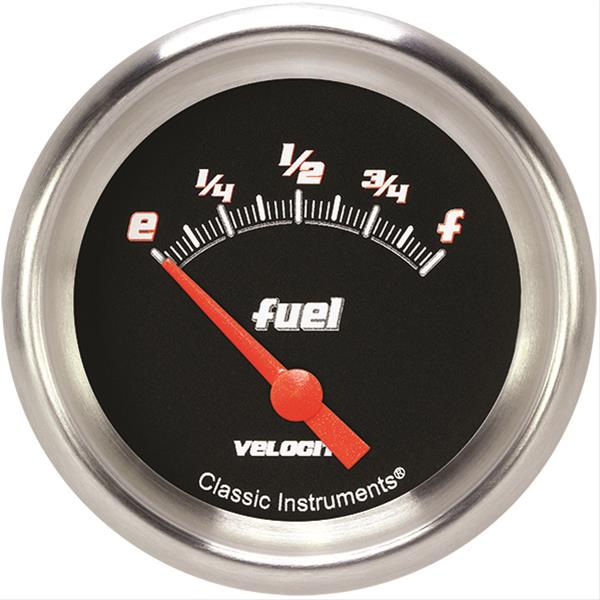 Classic Instruments Velocity Series Gauges VS211BAPF Gauge, Black Series, Fuel Level, Empty/Full, 75 Ohms/10 Ohms, 2 5/8 in., Performance Bezel, Analog, Electrical, Each