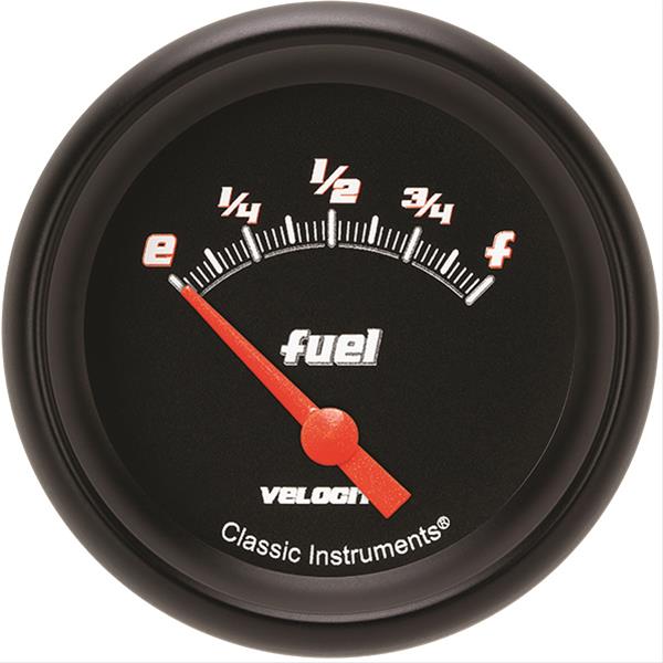Classic Instruments Velocity Series Gauges VS211BBPF Gauge, Black Series, Fuel Level, Empty/Full, 75 Ohms/10 Ohms, 2 5/8 in., Performance Bezel, Analog, Electrical, Each