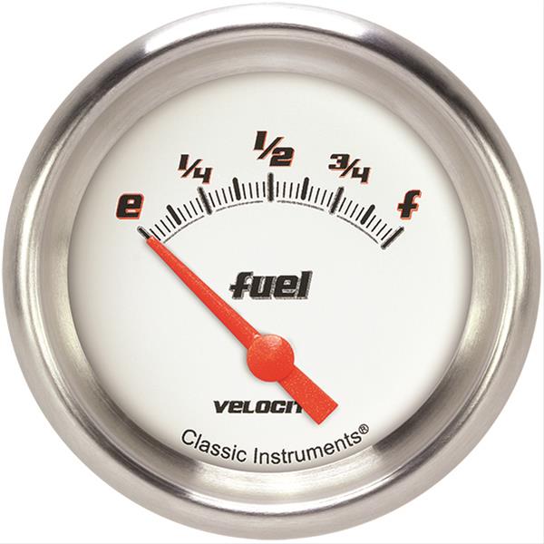 Classic Instruments Velocity Series Gauges VS211WAPF Gauge, White Series, Fuel Level, Empty/Full, 75 Ohms/10 Ohms, 2 5/8 in., Performance Bezel, Analog, Electrical, Each