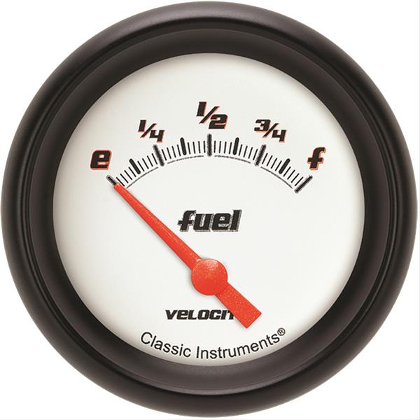 Classic Instruments Velocity Series Gauges VS212WBPF Gauge, White Series, Fuel Level, Empty/Full, 0 Ohms/90 Ohms, 2 5/8 in., Performance Bezel, Analog, Electrical, Each