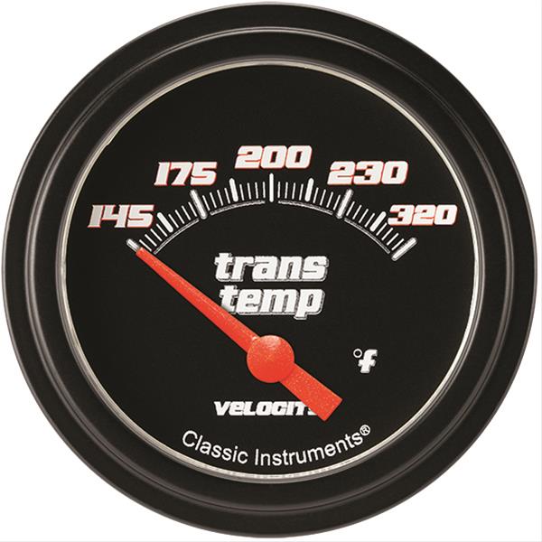 Classic Instruments Velocity Series Gauges VS227BBLF Gauge, Black Series, Transmission Temperature, 145-320 Degrees F, 2 5/8 in., Low Step Bezel, Analog, Electrical, Each