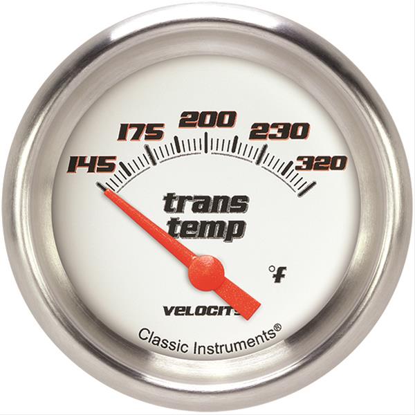 Classic Instruments Velocity Series Gauges VS227WAPF Gauge, White Series, Transmission Temperature, 145-320 Degrees F, 2 5/8 in., Performance Bezel, Analog, Electrical, Each