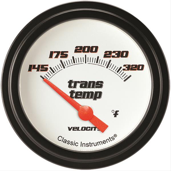 Classic Instruments Velocity Series Gauges VS227WBLF Gauge, White Series, Transmission Temperature, 145-320 Degrees F, 2 5/8 in., Low Step Bezel, Analog, Electrical, Each