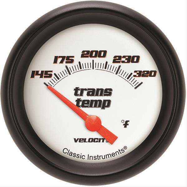 Classic Instruments Velocity Series Gauges VS227WBPF Gauge, White Series, Transmission Temperature, 145-320 Degrees F, 2 5/8 in., Performance Bezel, Analog, Electrical, Each