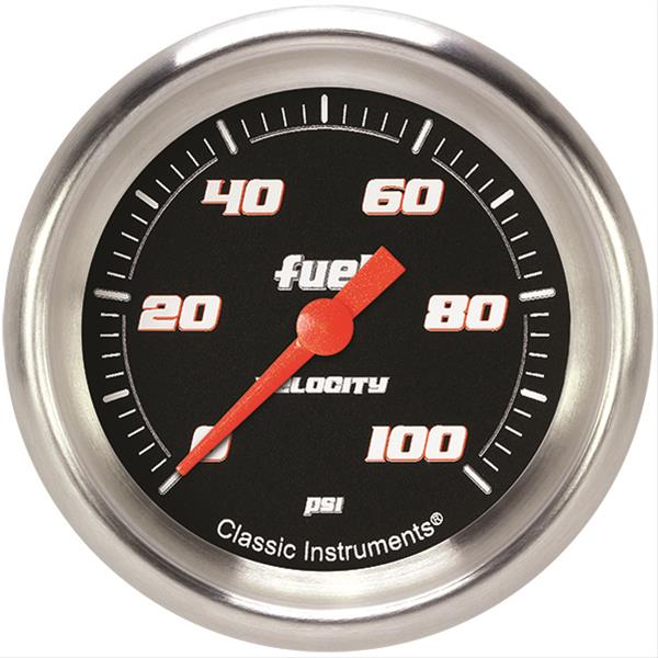 Classic Instruments Velocity Series Gauges VS346BAPF Gauge, Black Series, Fuel Pressure, 0-100 PSI, 2 5/8 in., Performance Bezel, Analog, Electrical, Each