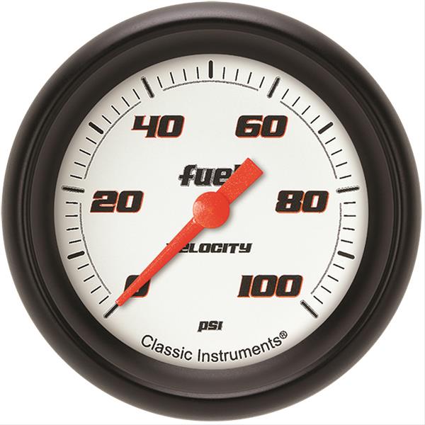Classic Instruments Velocity Series Gauges VS346WBPF Gauge, White Series, Fuel Pressure, 0-100 PSI, 2 5/8 in., Performance Bezel, Analog, Electrical, Each