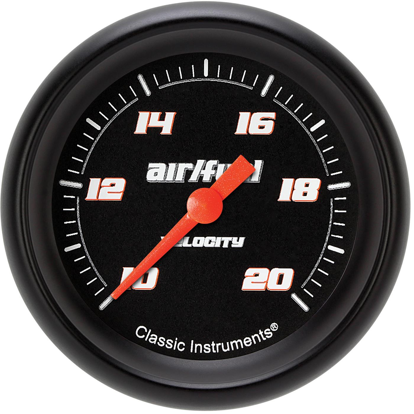 Classic Instruments Velocity Series Gauges VS394BBPF Gauges, Series, Air/Fuel Ratio - Wideband, 10:1-20:1 Air/Fuel Ratio, Analog, Electrical, 2 5/8 in., Black Face, White Numbers, Each