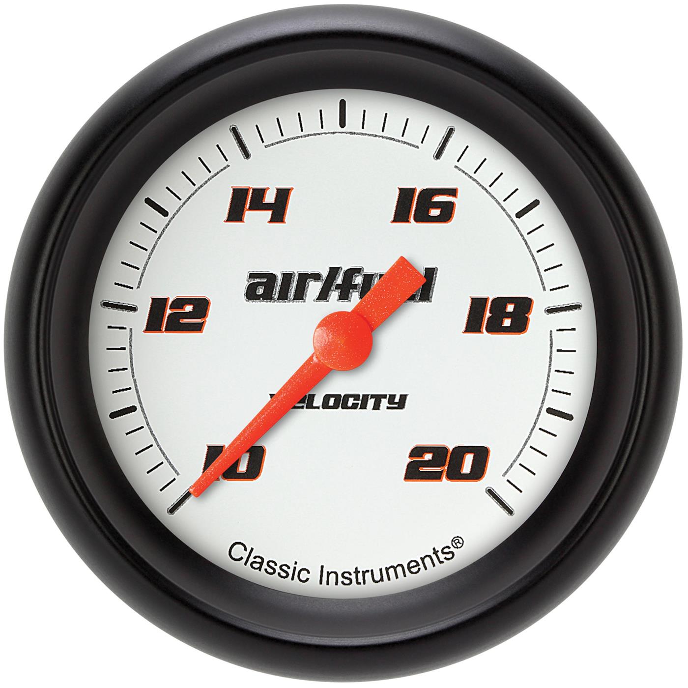 Classic Instruments Velocity Series Gauges VS394WBPF Gauges, Series, Air/Fuel Ratio - Wideband, 10:1-20:1 Air/Fuel Ratio, Analog, Electrical, 2 5/8 in., White Face, Black Numbers, Each