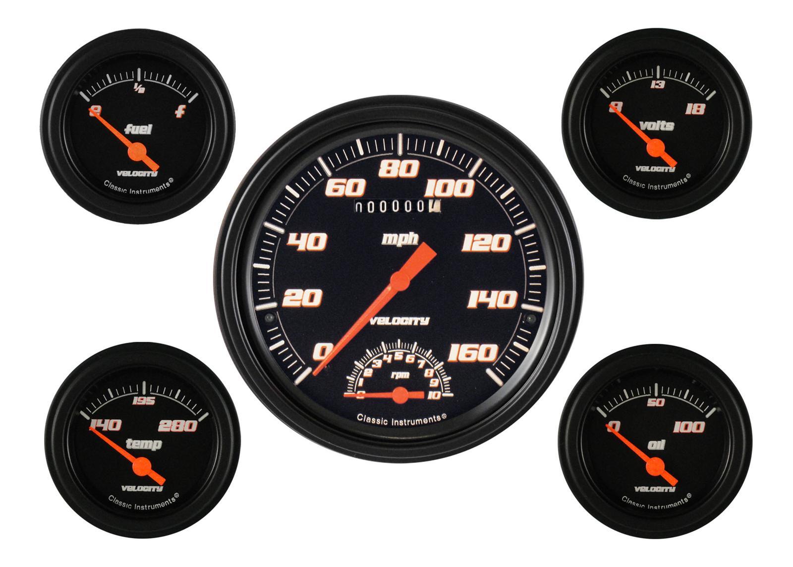 Classic Instruments VS65BBLF Classic Instruments Velocity Series Gauge Sets Summit Racing