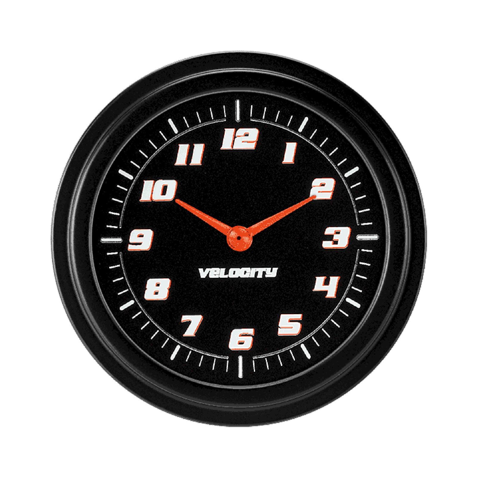 Classic Instruments Velocity Series Gauges VS92BBLF Gauge, Analog, Series, Clock, 12 Hour, 2 5/8 in. Diameter, Black Face, Full Sweep, Each