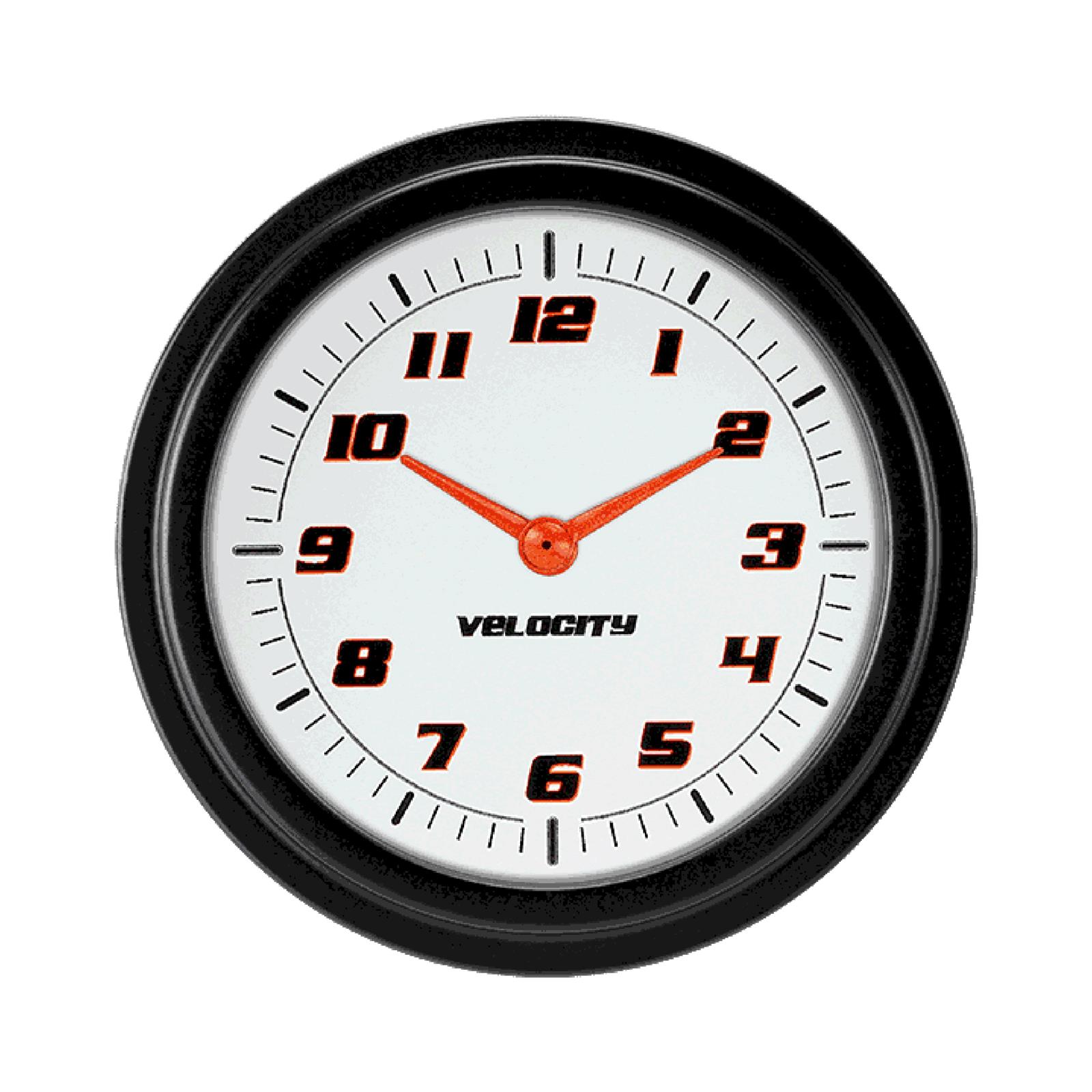 Classic Instruments Velocity Series Gauges VS92WBLF Gauge, Analog, Series, Clock, 12 Hour, 2 5/8 in. Diameter, White Face, Full Sweep, Each