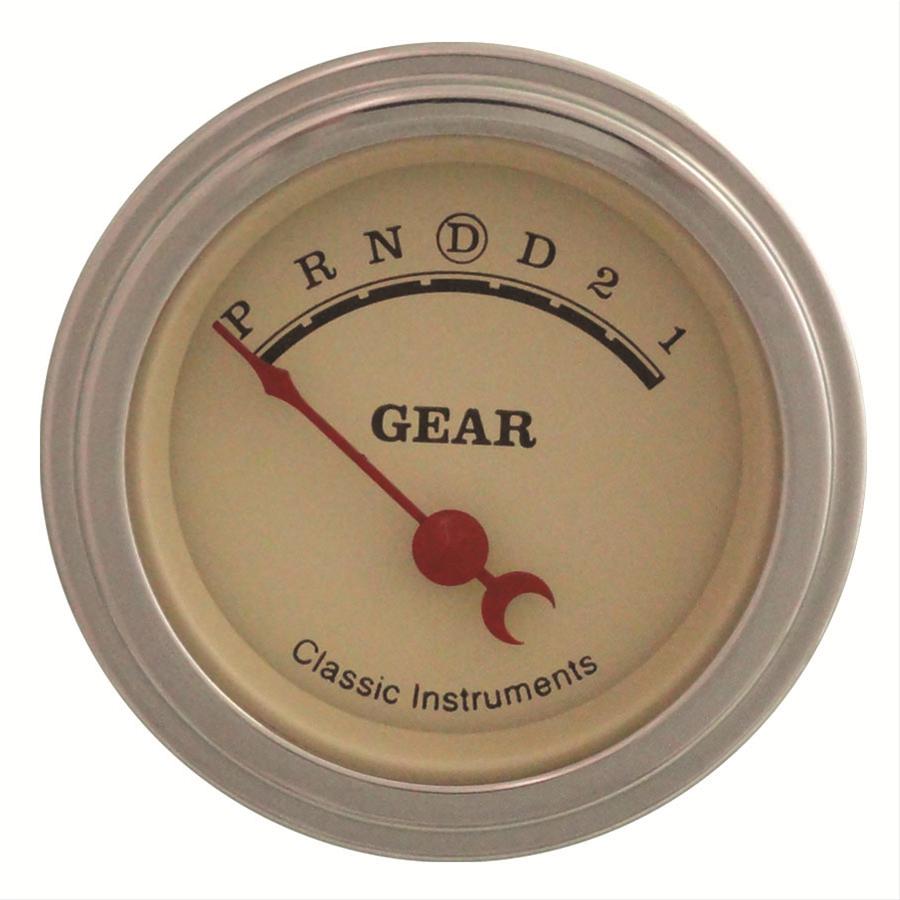 Classic Instruments Gear Selector Gauges VT06SLF Gauge, Vintage, Selector, with Overdrive, 2 1/8 in. Diameter, Cream Face, Each