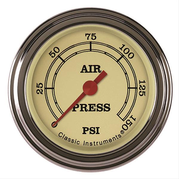 Classic Instruments Vintage Series Gauges VT118SLF Air Pressure Gauge, VINTAGE 2" AIR PR 150psi ELECTRIC, FULL SWEEP