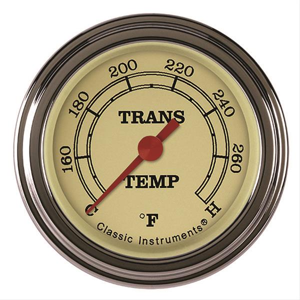 Classic Instruments Vintage Series Gauges VT127SLF Transmission Temperature Gauge, VINTAGE 2" TRANS TEMP FULL SWEEP