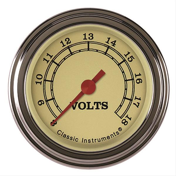 Classic Instruments Vintage Series Gauges VT130SLF Volt Gauge, VINTAGE 2" VOLT FULL SWEEP