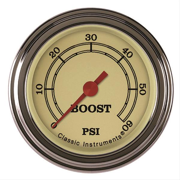 Classic Instruments Vintage Series Gauges VT143SLF Boost Gauge, VINTAGE 2" BOOST, 60psi ELECTRIC, FULL SWEEP