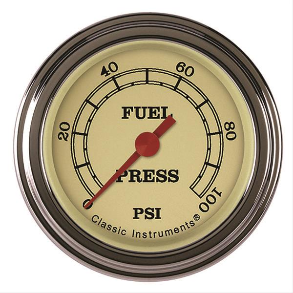 Classic Instruments Vintage Series Gauges VT146SLF Fuel Pressure Gauge, VINTAGE 2" FUEL PRES 100psi ELECT FULL SWEEP