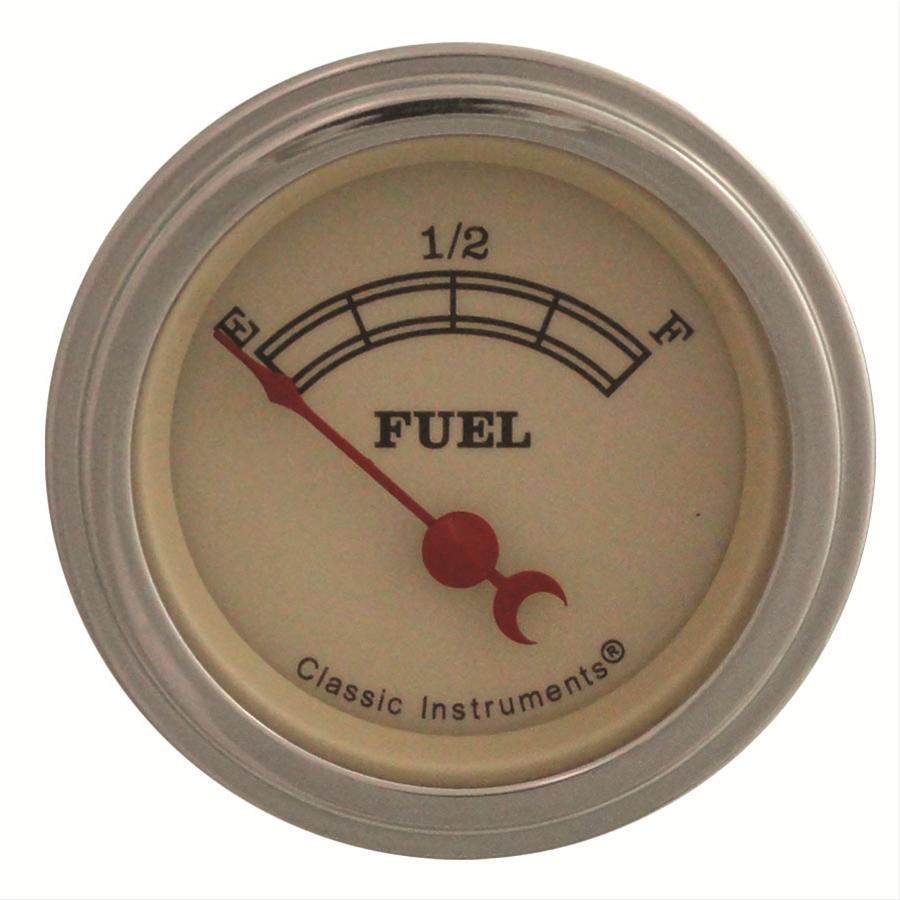 Classic Instruments Vintage Series Gauges VT14SLF Gauge, Series, Fuel Level, Empty-Full, 2 1/8 in., Tan Face, Analog, Electrical, Each