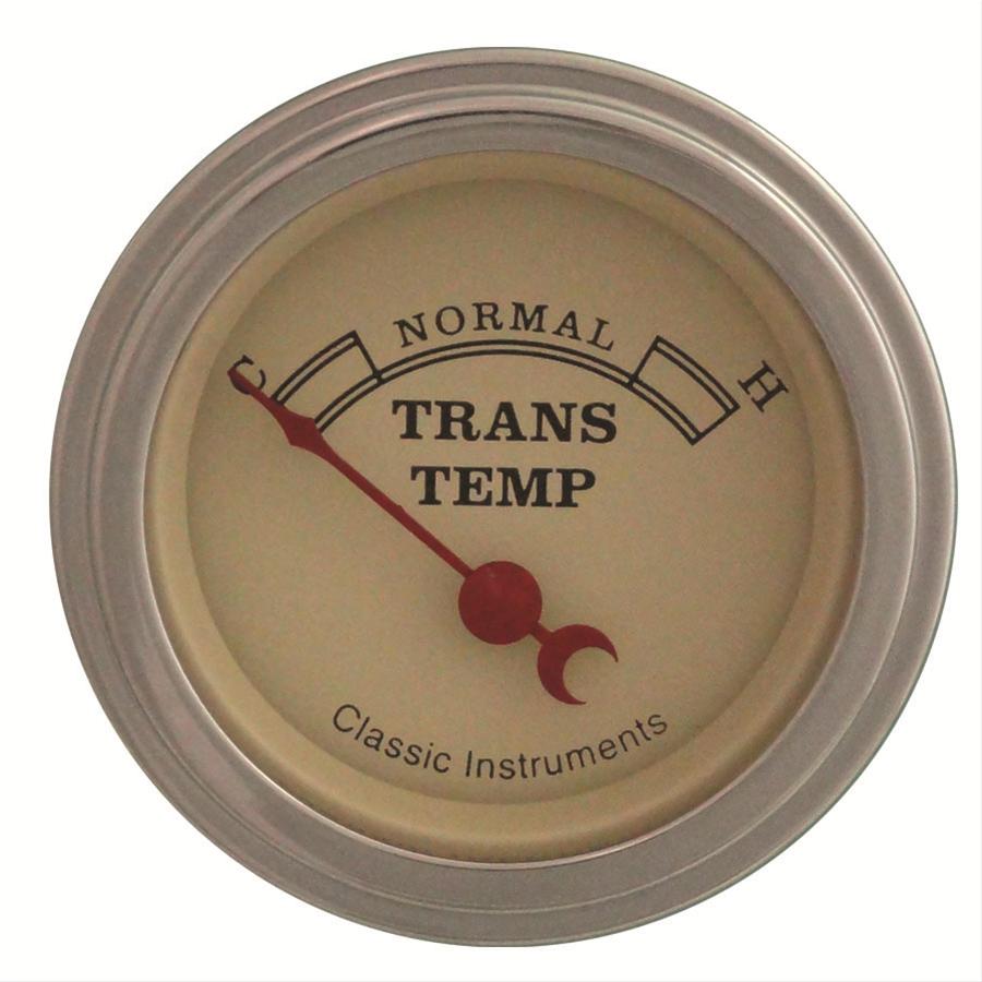 Classic Instruments Vintage Series Gauges VT27SLF Gauge, Series, Transmission Temperature, 140-280 degrees F, 2 1/8 in., Tan Face, Analog, Electrical
