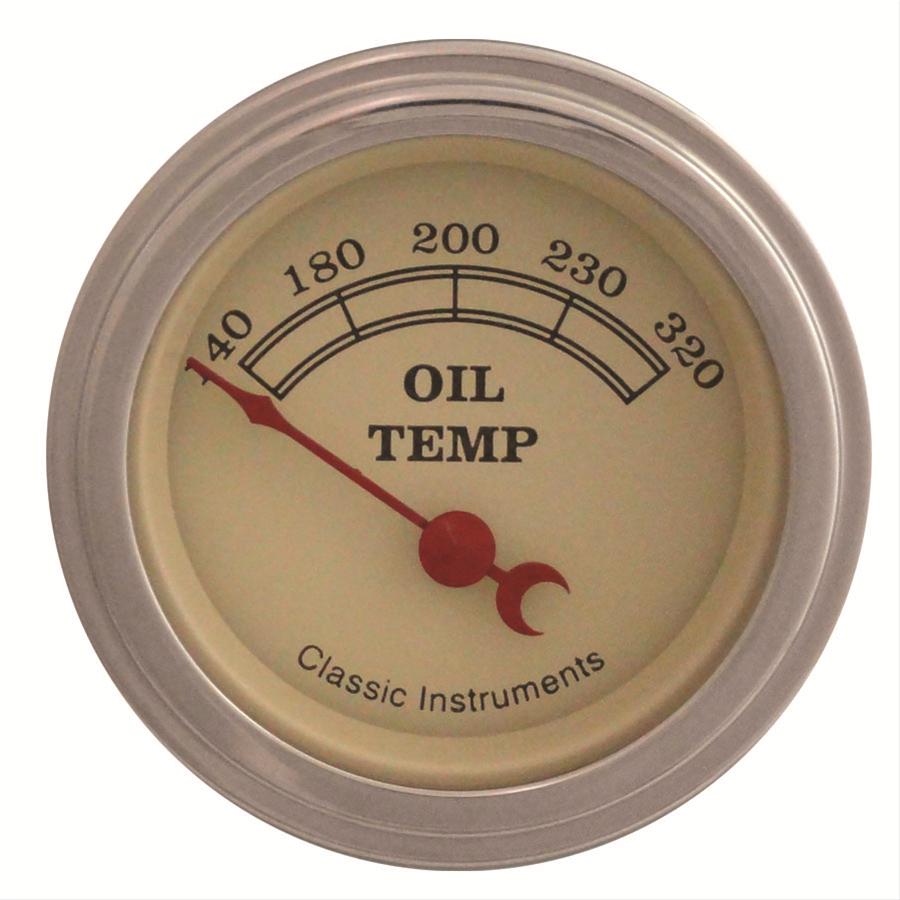 Classic Instruments Vintage Series Gauges VT28SLC Gauge, Vintage, Oil Temperature, 140-320 Degrees F, 2 1/8 in., Analog, Electrical, Each