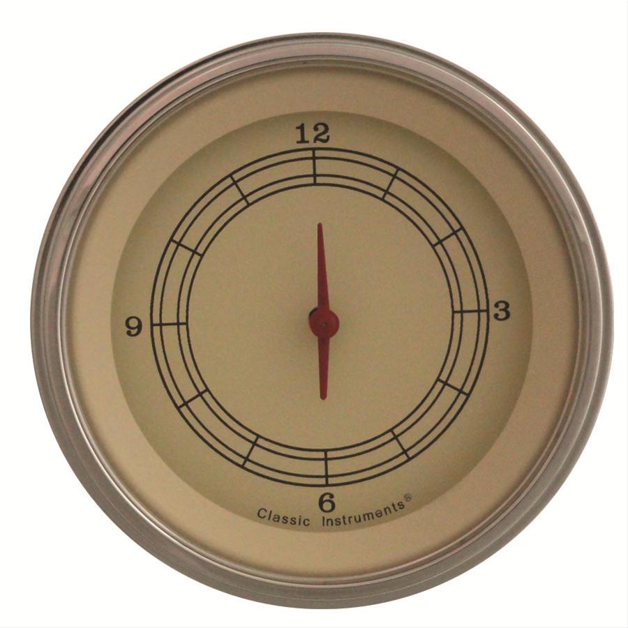 Classic Instruments Vintage Series Gauges VT93SLC Gauge, Series, Clock, 12 hours, 3 3/8 in., Tan Face, Analog, Electrical, Each