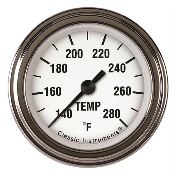 Classic Instruments White Hot Series Gauges WH126SLF-02 Gauge, Series, Water Temperature, 140-280 Degrees F, 2 1/8 in., Analog, Electrical, Each