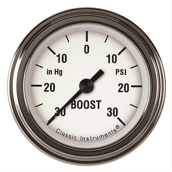 Classic Instruments White Hot Series Gauges WH141SLF Boost/Vacuum Gauge, WHITE HOT 2" BOOST/VAC ELECTRIC, FULL SWEEP