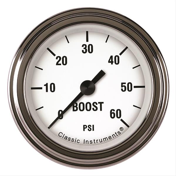 Classic Instruments White Hot Series Gauges WH143SLF Boost Gauge, WHITE HOT 2" BOOST, 60psi ELECTRIC, FULL SWEEP