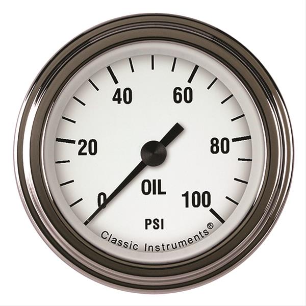 Classic Instruments White Hot Series Gauges WH181SLF Oil Pressure Gauge, WHITE HOT 2" OIL PRES 100psi FULL SWEEP