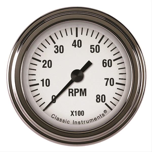 Classic Instruments White Hot Series Tachometers WH183SLF Tachometer, WHITE HOT 2" TACHOMETER FULL SWEEP