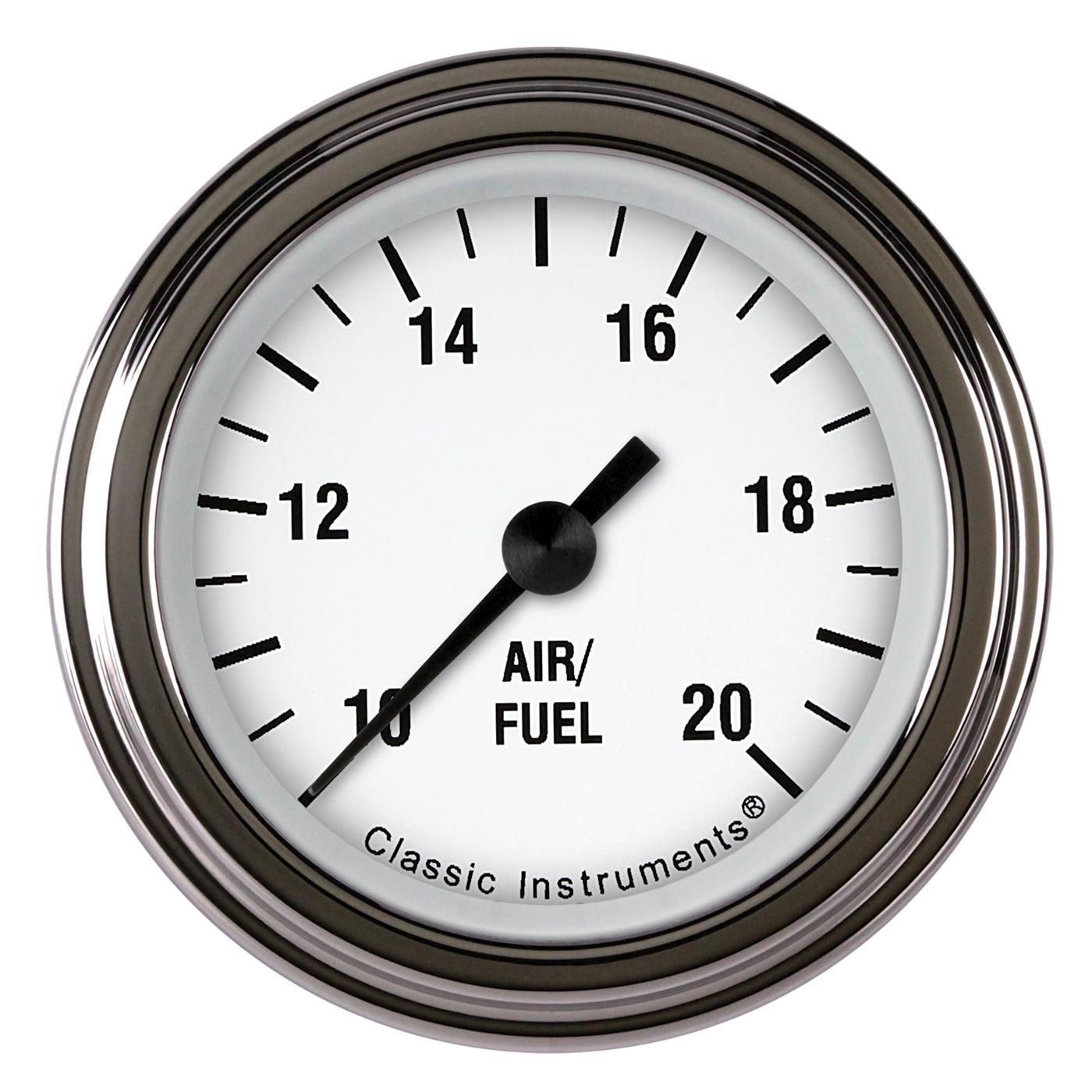 Classic Instruments White Hot Series Gauges WH194SLF Gauges, Series, Air/Fuel Ratio - Wideband, 10:1-20:1 Air/Fuel Ratio, Analog, Electrical, 2 1/8 in., Face, Black Numbers, Each