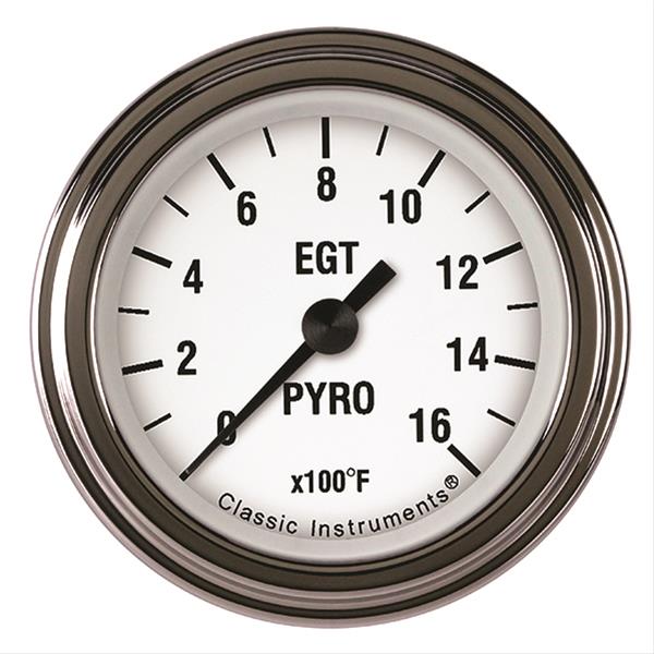 Classic Instruments White Hot Series Gauges WH198SLF Gauge, Series, Pyrometer, 0-1,600 Degrees F, 2 1/8 in., Analog, Electrical, Each