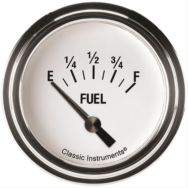 Classic Instruments White Hot Series Gauges WH212SLF Gauge, Series, Fuel Level, Empty/Full, 0 Ohms/90 Ohms, 2 5/8 in., Analog, Electrical, Each