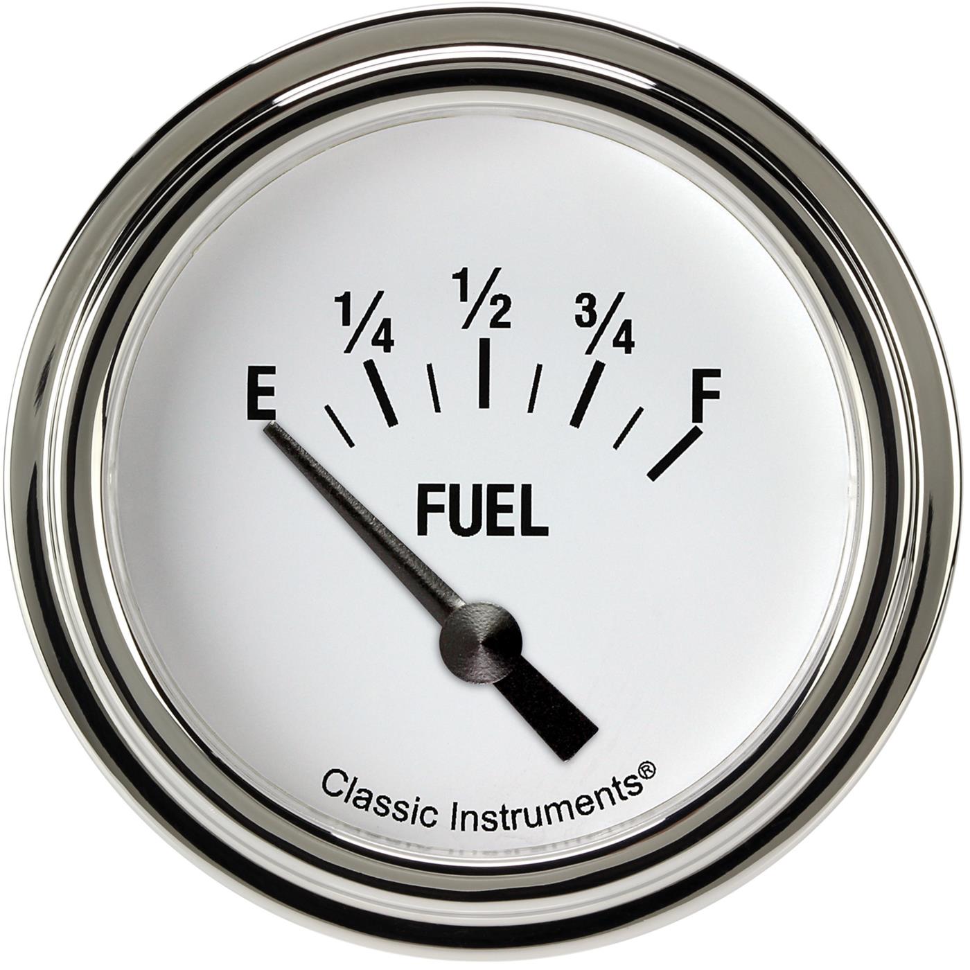 Classic Instruments White Hot Series Gauges WH214SLF Gauges, Series, Fuel Level, Empty-Full, Analog, Electrical, 2 5/8 in., Face, Black Numbers, 0 ohms Empty, 30 ohms Full, Each