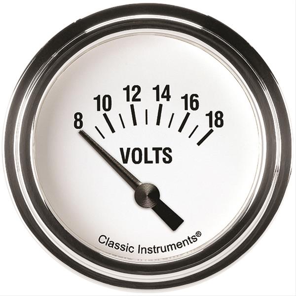 Classic Instruments White Hot Series Gauges WH230SLF Gauge, Series, Voltmeter, 8-18 V, 2 5/8 in., Analog, Electrical, Each