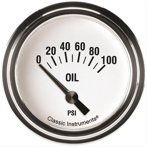 Classic Instruments White Hot Series Gauges WH281SLF Gauge, Series, Oil Pressure, 0-100 PSI, 2 5/8 in., Analog, Electrical, Each