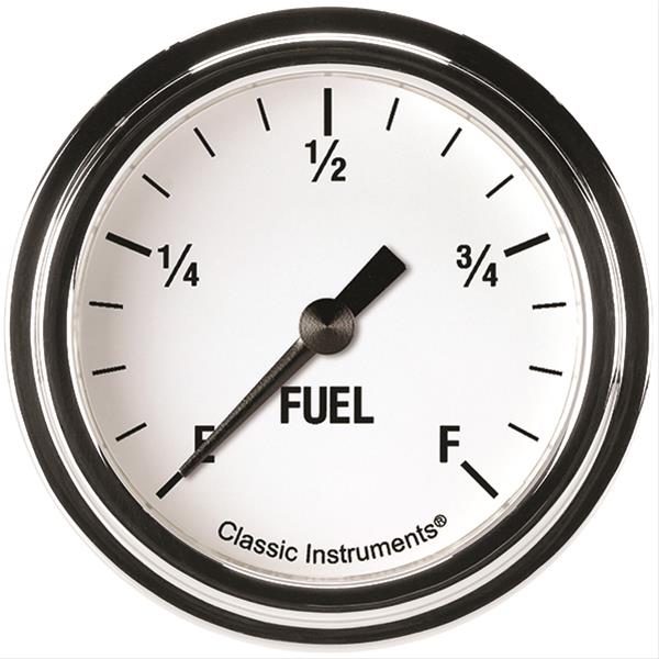 Classic Instruments White Hot Series Gauges WH309SLF Gauge, Series, Fuel Level, Prgrammable, 2 5/8 in., Analog, Electrical, Each