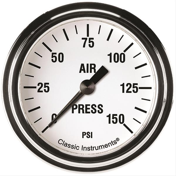 Classic Instruments White Hot Series Gauges WH318SLF Gauge, Series, Air Pressure, 0-150 PSI, 2 5/8 in., Analog, Electrical, Each