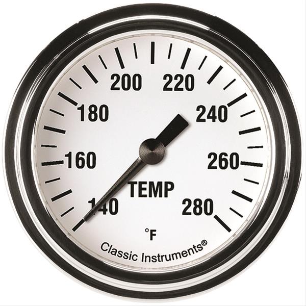 Classic Instruments White Hot Series Gauges WH326SLF-12 Gauge, Series, Water Temperature, 140-280 Degrees F, 2 5/8 in., Analog, Electrical, Each